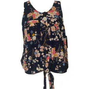 a.n.a Sleeveless Blue Multi Color Floral Tie Front Blouse New with Tags